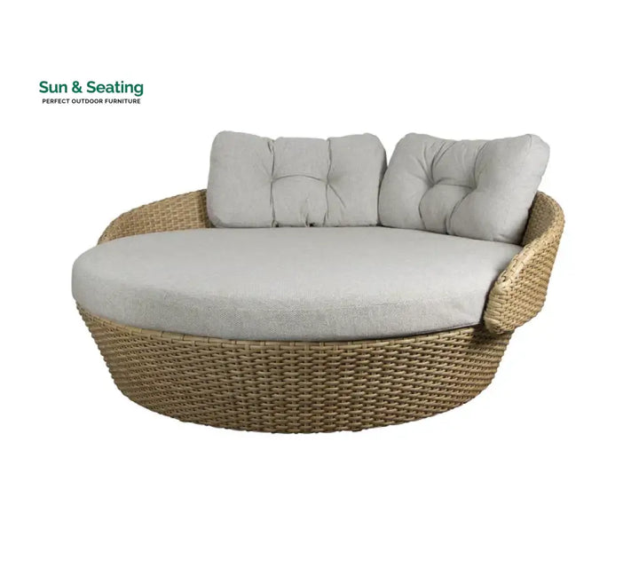 Borroni Outdoor Poolside Sunbed With Cushion Daybed (Honey Brown) Light Grey Sunbed