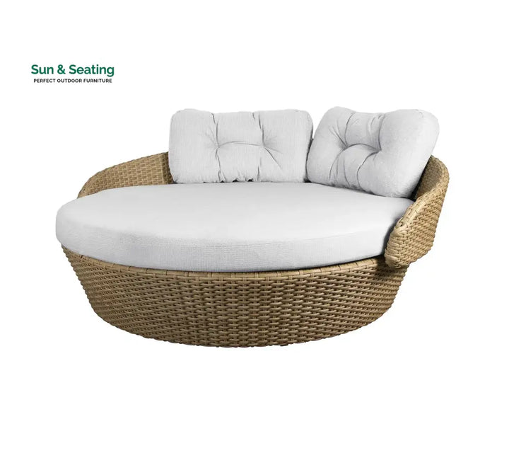 Borroni Outdoor Poolside Sunbed With Cushion Daybed (Honey Brown) Off White Sunbed