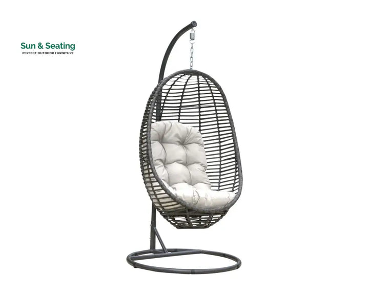 Borroni Single Seater Hanging Swing With Stand For Balcony Garden Swing (Grey) Swings