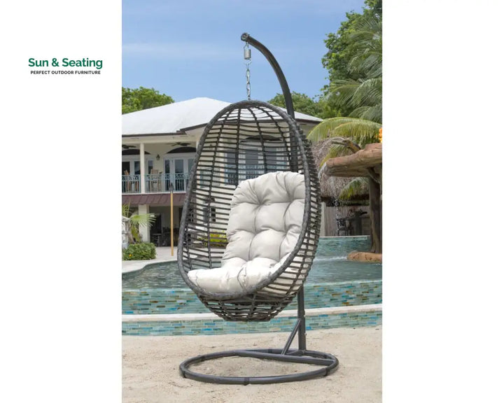Borroni Single Seater Hanging Swing With Stand For Balcony Garden Swing (Grey) Swings
