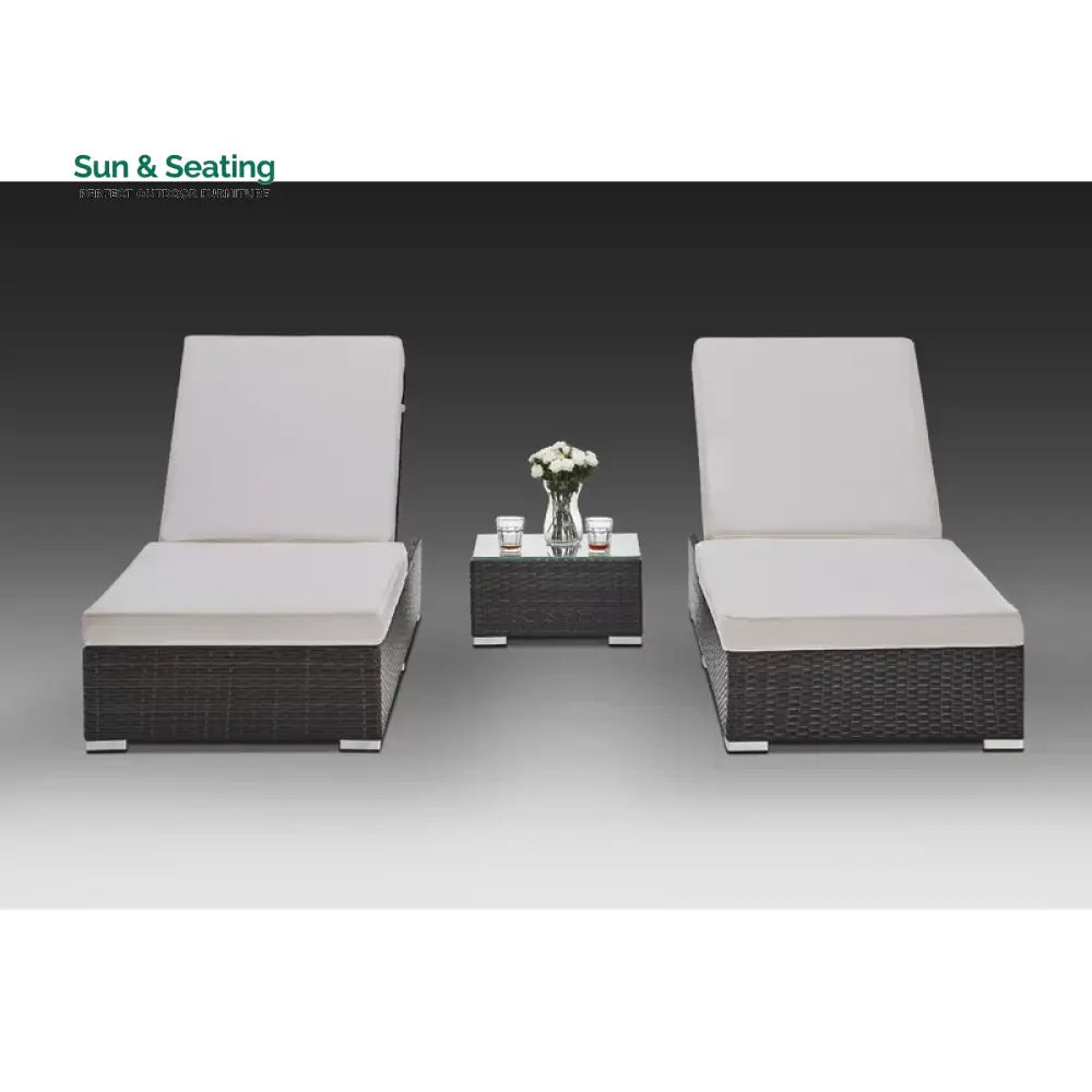 Brezzy Outdoor Swimming Poolside Lounger Set of 2 (Dark Brown) Loungers