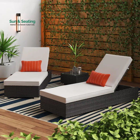 Brezzy Outdoor Swimming Poolside Lounger Set of 2 (Dark Brown) Loungers