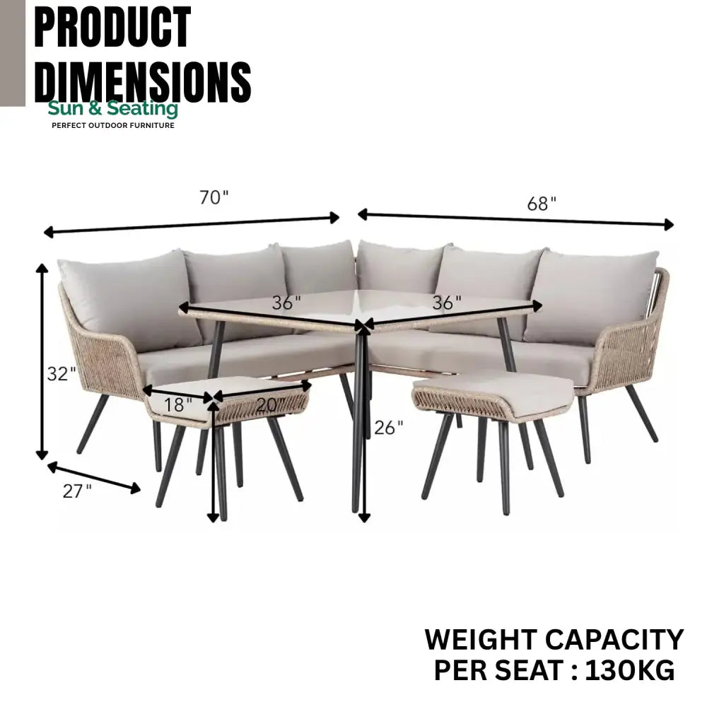 Brielle L-Shape Outdoor Rope Sofa Set Sofa Set