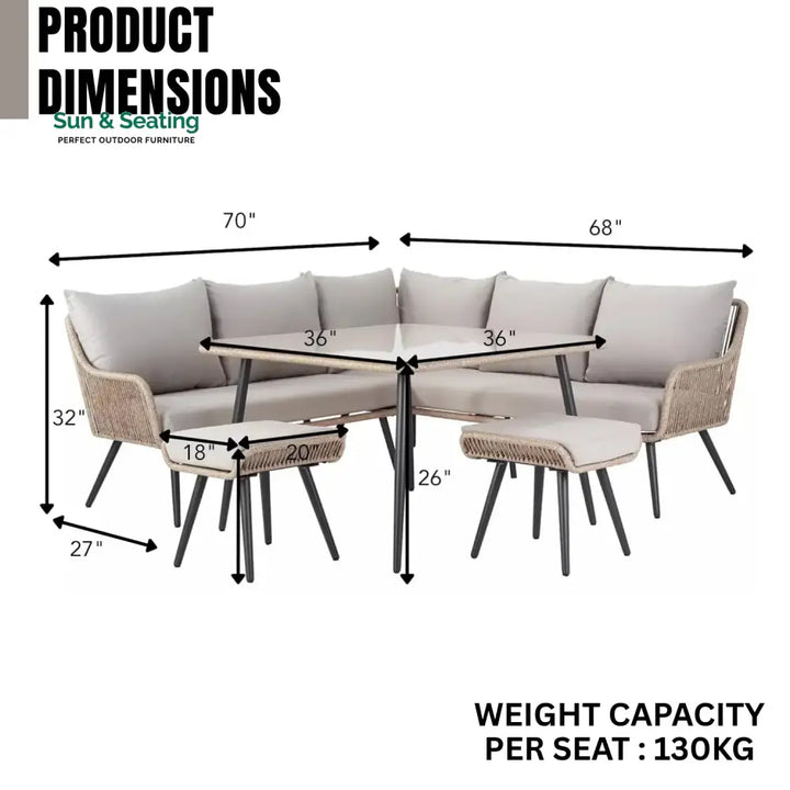 Brielle L-Shape Outdoor Rope Sofa Set Sofa Set