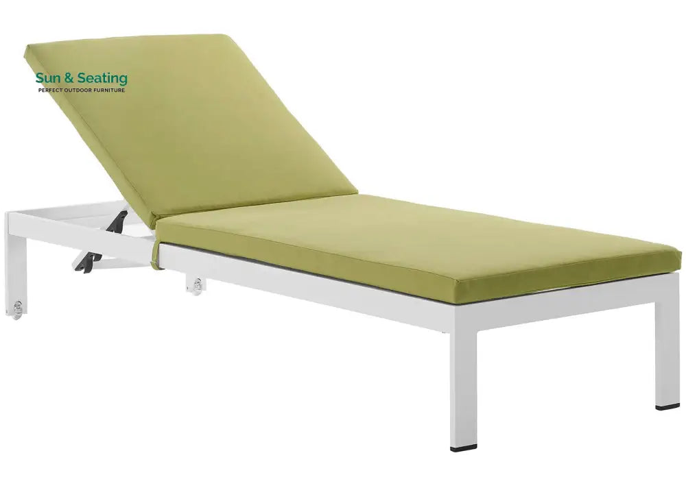 Bright Outdoor Swimming Poolside Lounger With 1 Side Table (White) Green Loungers