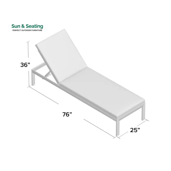 Bright Outdoor Swimming Poolside Lounger With 1 Side Table (White) Loungers