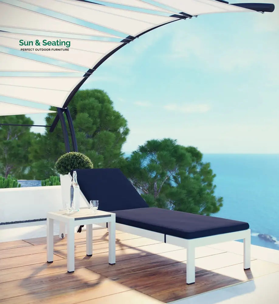 Bright Outdoor Swimming Poolside Lounger With 1 Side Table (White) Purple Loungers