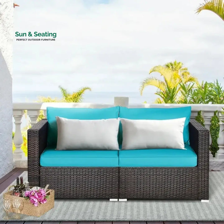 Brinda Outdoor All-Weather Rattan Wicker Double Seater Sofa Sofa Set
