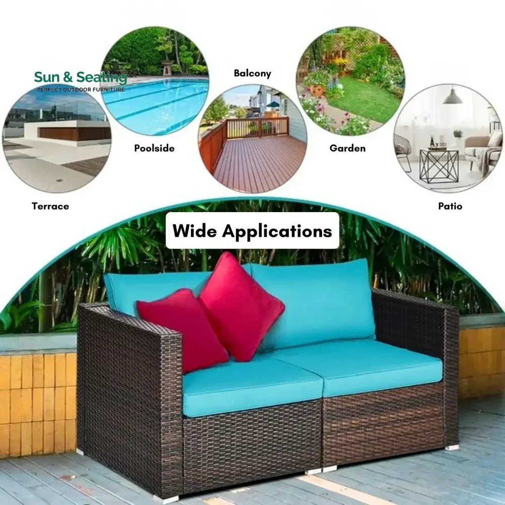 Brinda Outdoor All-Weather Rattan Wicker Double Seater Sofa Sofa Set