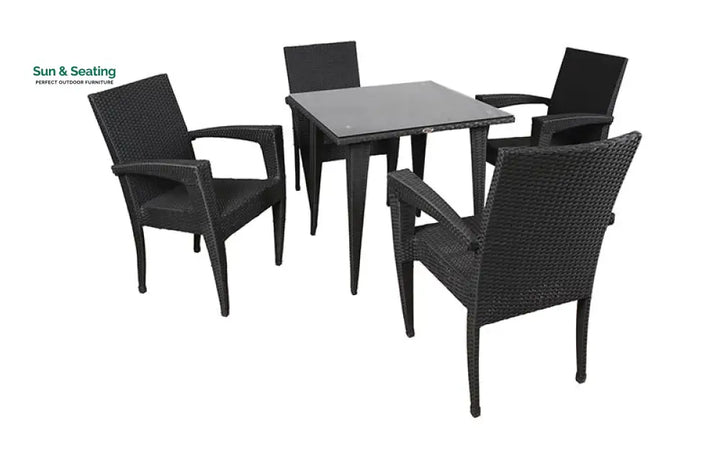 Brishti Outdoor Patio Seating Set 4 Chairs and 1 Table Set (Black) Coffee Table Sets