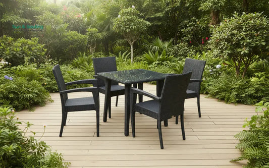 Brishti Outdoor Patio Seating Set 4 Chairs and 1 Table Set (Black) Coffee Table Sets