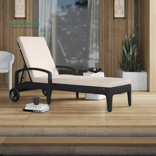 Brisk Outdoor Swimming Poolside Lounger (Black) Loungers