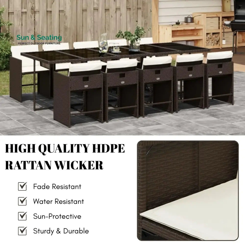 Brooklyn 11-Piece Outdoor Rattan Wicker Dinning Set Dining Set