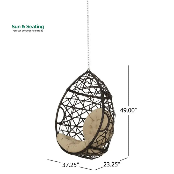 Bruno Single Seater Hanging Swing Without Stand For Balcony Garden Swing (Dark Brown) Swings