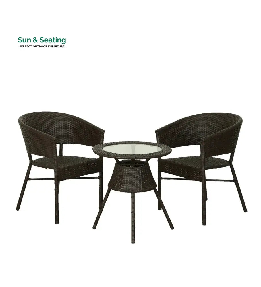 Bud Outdoor Patio Seating Set 2 Chairs and 1 Table Set (Brown) Coffee Table Sets