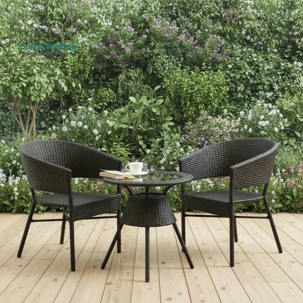 Bud Outdoor Patio Seating Set 2 Chairs and 1 Table Set (Brown) Coffee Table Sets