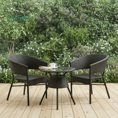 Bud Outdoor Patio Seating Set 2 Chairs and 1 Table Set (Brown) Coffee Table Sets