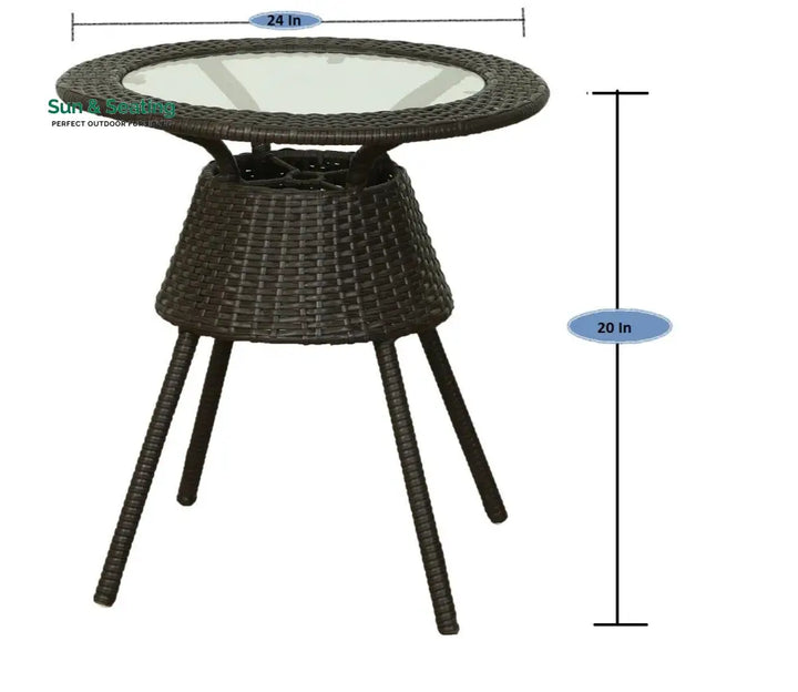 Bud Outdoor Patio Seating Set 2 Chairs and 1 Table Set (Brown) Coffee Table Sets