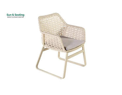 Buratti Outdoor Patio Dining Set 4 Chairs and 1 Table (Beige) Dining sets