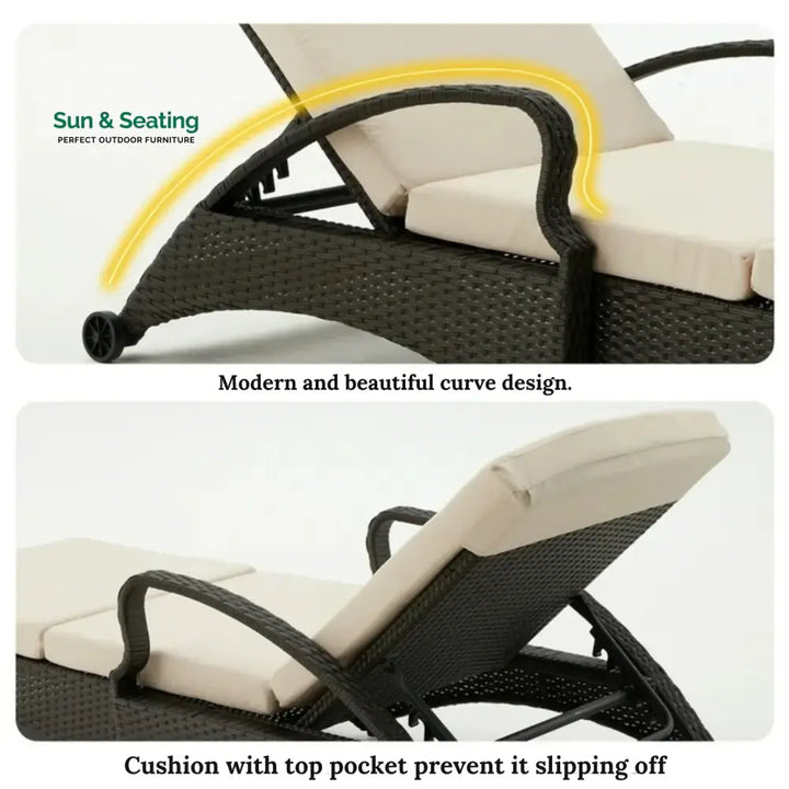Bushra Outdoor All-Weather Wicker Lounger Lounger Set