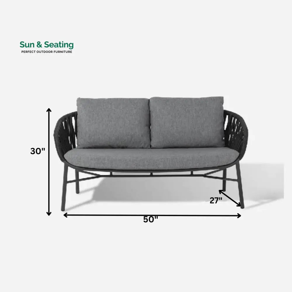 Cafaro Outdoor Sofa Set 2 Seater (Grey) Braided &amp; Rope Sofa Sets
