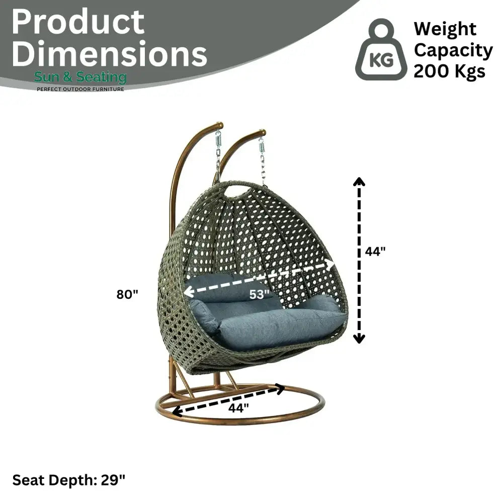 Caihong Double Seater Hanging Swing Chair (Dark Brown/Dark Grey) Swing
