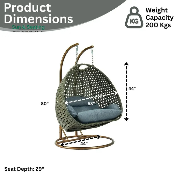 Caihong Double Seater Hanging Swing Chair (Dark Brown/Dark Grey) Swing