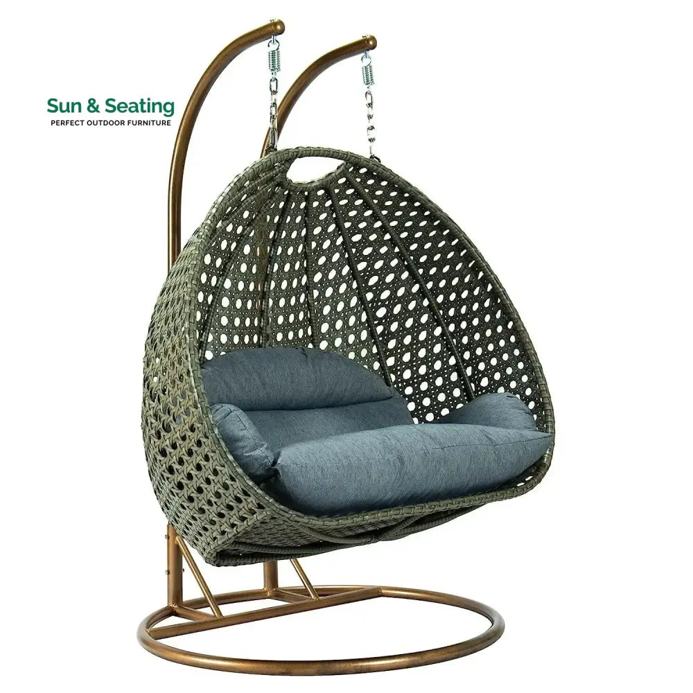 Caihong Double Seater Hanging Swing Chair (Dark Brown/Dark Grey) Swing