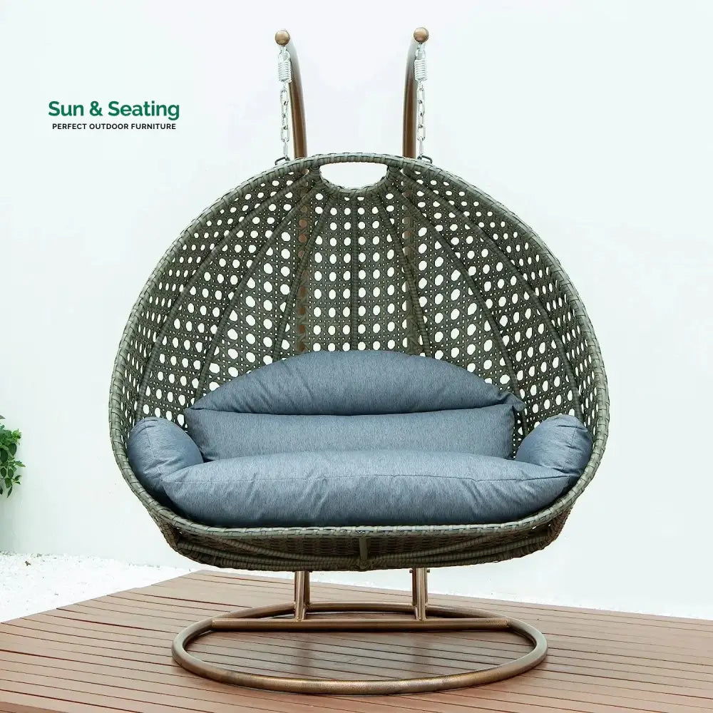 Caihong Double Seater Hanging Swing Chair (Dark Brown/Dark Grey) Swing