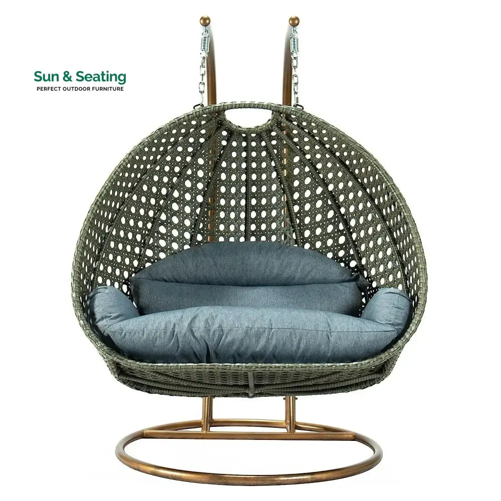 Caihong Double Seater Hanging Swing Chair (Dark Brown/Dark Grey) Swing