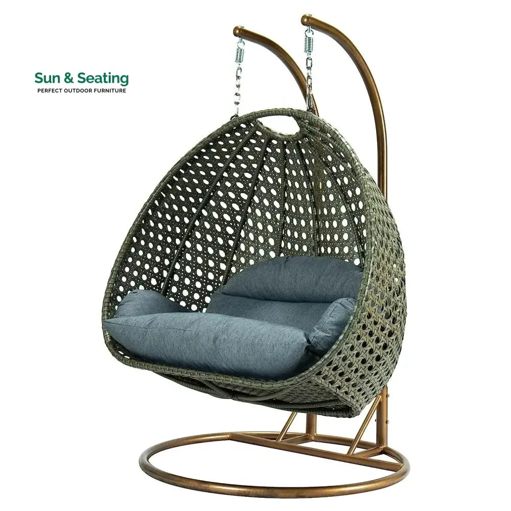 Caihong Double Seater Hanging Swing Chair (Dark Brown/Dark Grey) Swing