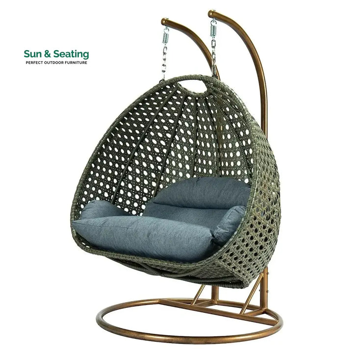 Caihong Double Seater Hanging Swing Chair (Dark Brown/Dark Grey) Swing