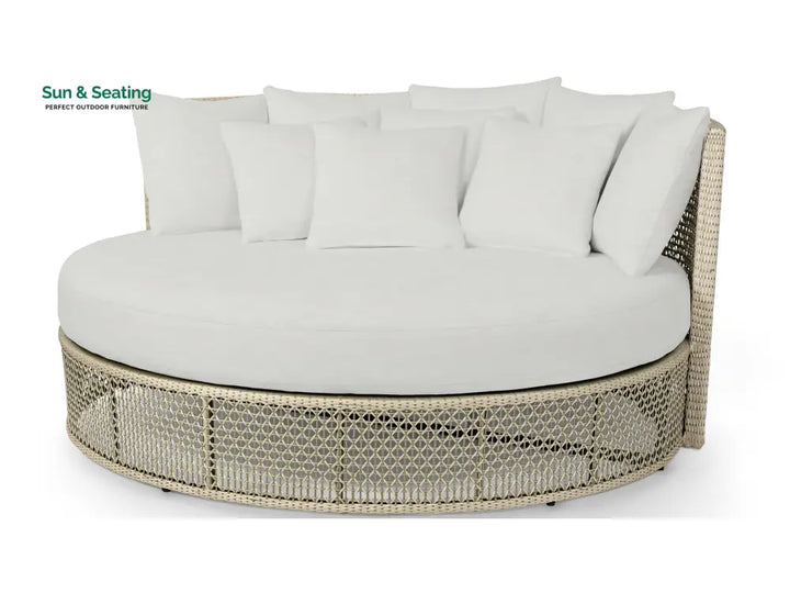 Cajetan Outdoor Poolside Sunbed With Cushion Daybed (Beige + White) Sunbed