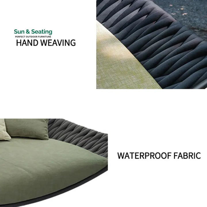 Cal Outdoor Poolside Sunbed With Cushion Daybed (Black) Braided &amp; Rope Sunbed