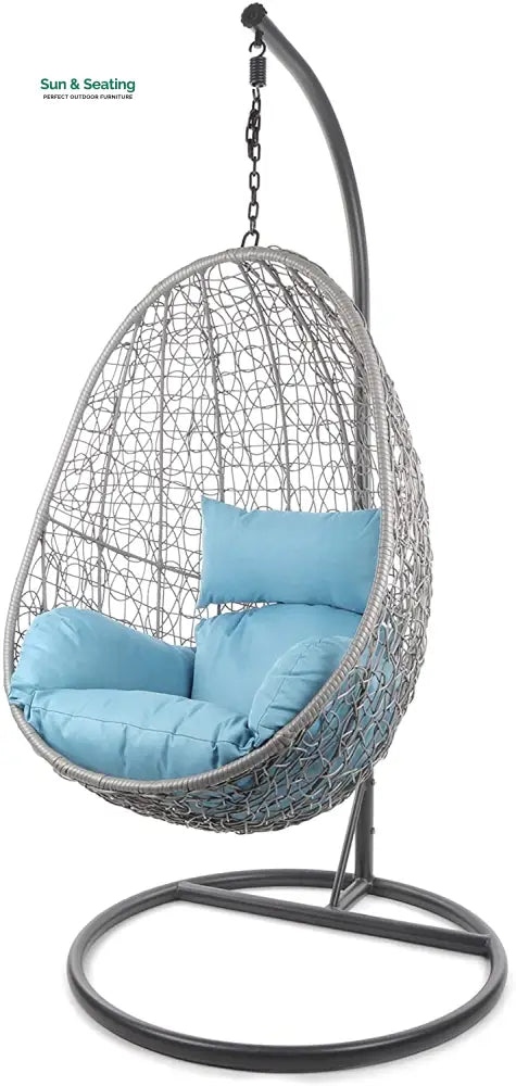 Calabresi Single Seater Hanging Swing With Stand For Balcony Garden Swing (Dark Grey) Blue Swings