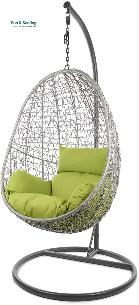 Calabresi Single Seater Hanging Swing With Stand For Balcony Garden Swing (Dark Grey) Green Swings