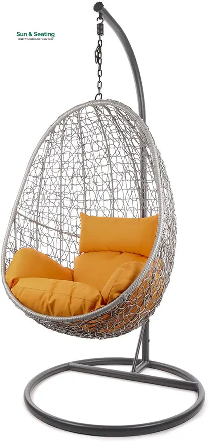 Calabresi Single Seater Hanging Swing With Stand For Balcony Garden Swing (Dark Grey) Orange Swings