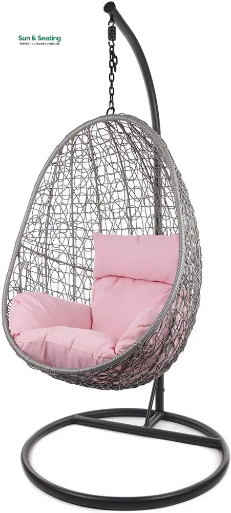 Calabresi Single Seater Hanging Swing With Stand For Balcony Garden Swing (Dark Grey) Pink Swings