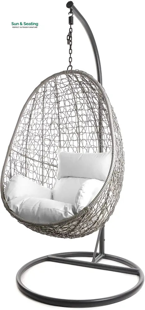 Calabresi Single Seater Hanging Swing With Stand For Balcony Garden Swing (Dark Grey) White Swings