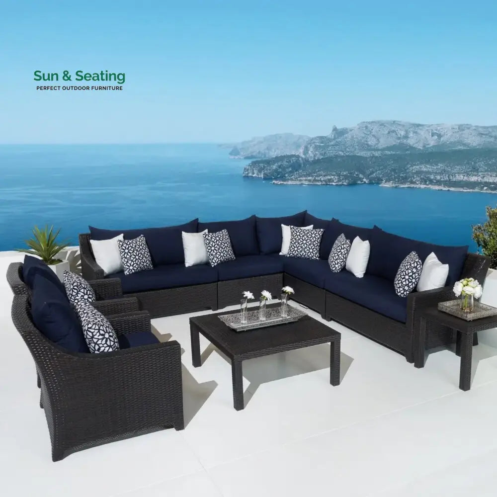 Calista All Weather Outdoor Wicker Garden L-Shape Sectional Conversation Set Sofa Set