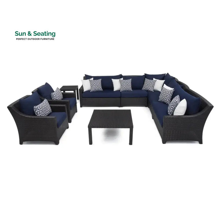 Calista All Weather Outdoor Wicker Garden L-Shape Sectional Conversation Set Sofa Set
