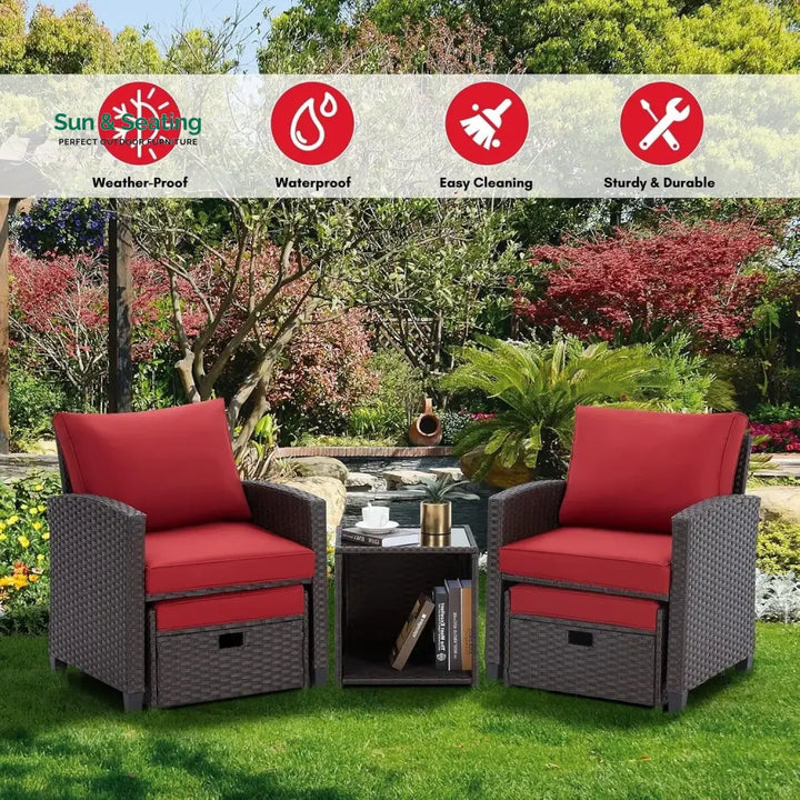 Calliope 5 Piece Outdoor Patio Wicker Furniture Set Patio Sofa Set