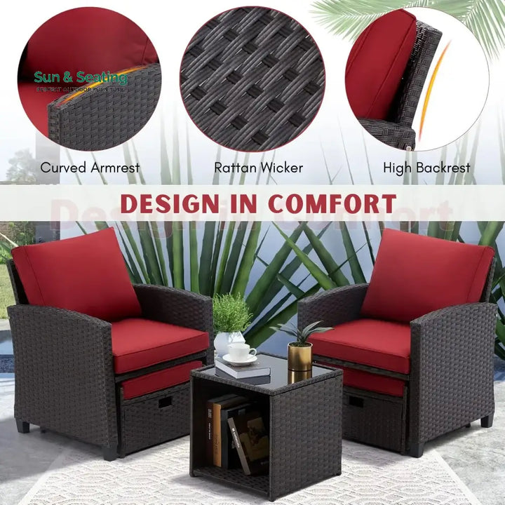 Calliope 5 Piece Outdoor Patio Wicker Furniture Set Patio Sofa Set