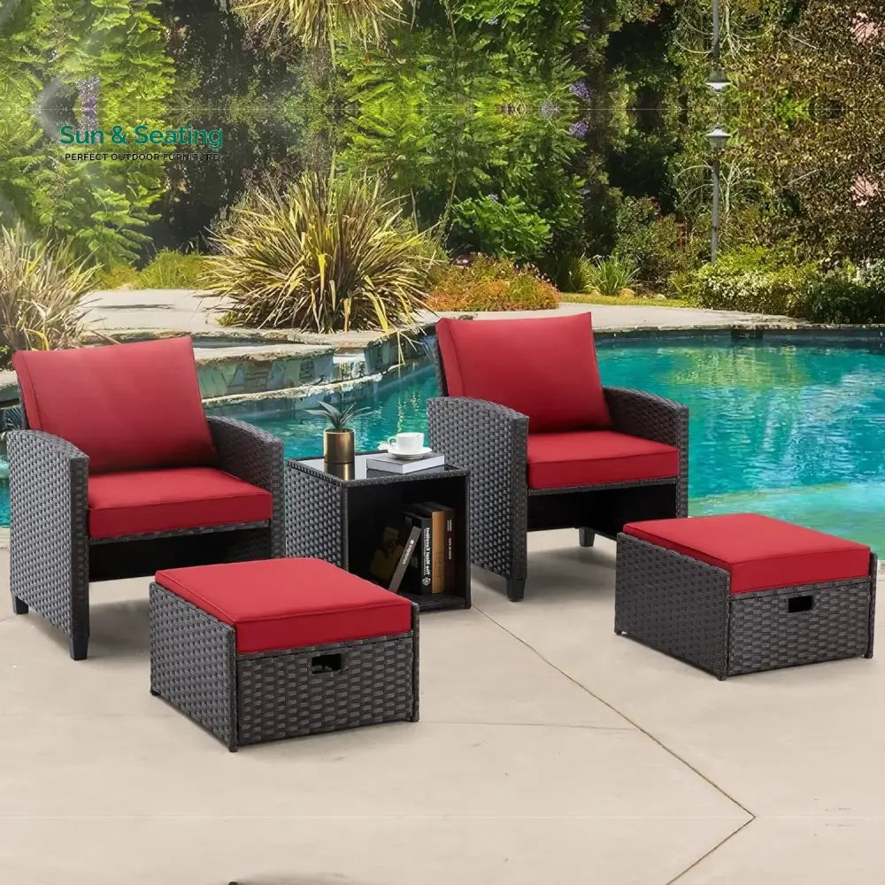 Calliope 5 Piece Outdoor Patio Wicker Furniture Set Patio Sofa Set