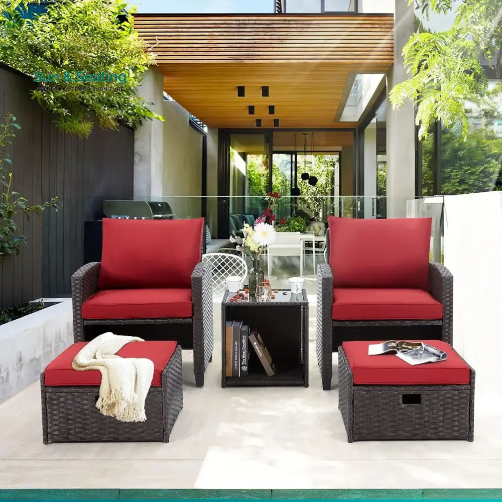 Calliope 5 Piece Outdoor Patio Wicker Furniture Set Patio Sofa Set