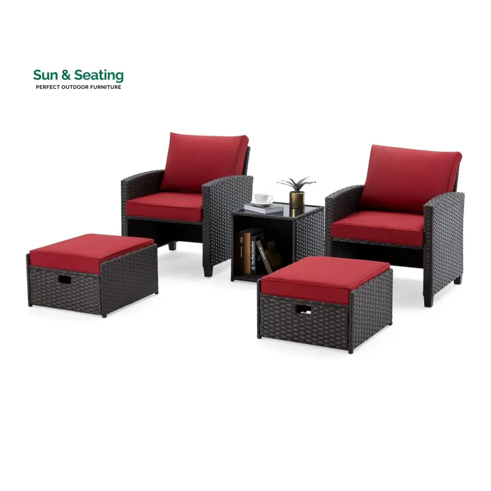 Calliope 5 Piece Outdoor Patio Wicker Furniture Set Patio Sofa Set