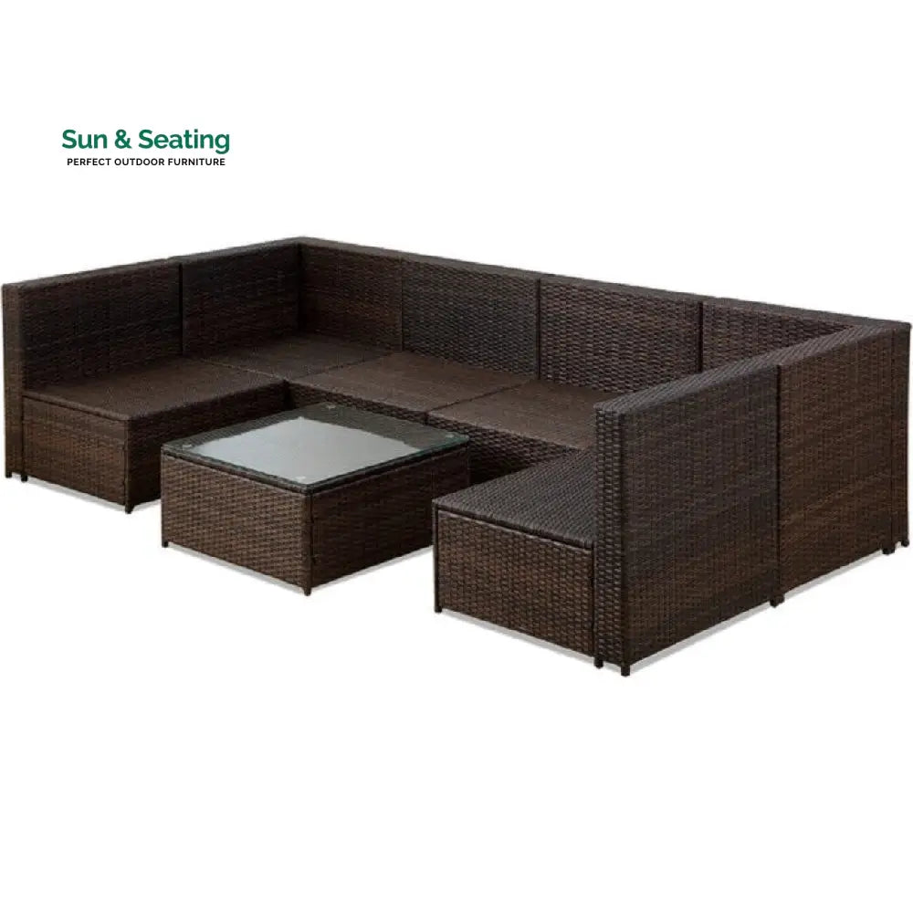 Callisto Outdoor Patio Sofa Set 6 seater and 1 Center Table (Brown) Sofa Sets