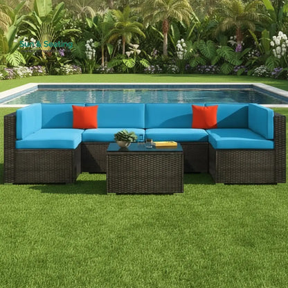 Callisto Outdoor Patio Sofa Set 6 seater and 1 Center Table (Brown) Sofa Sets