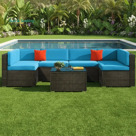 Callisto Outdoor Patio Sofa Set 6 seater and 1 Center Table (Brown) Sofa Sets