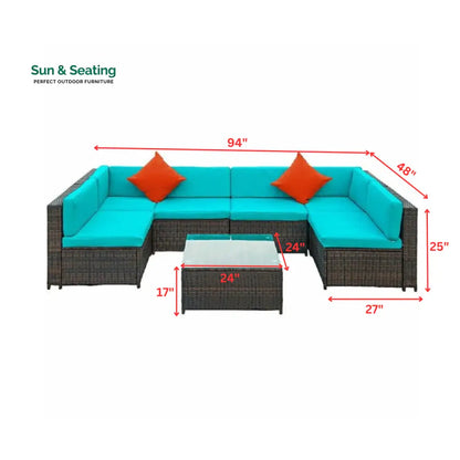 Callisto Outdoor Patio Sofa Set 6 seater and 1 Center Table (Brown) Sofa Sets